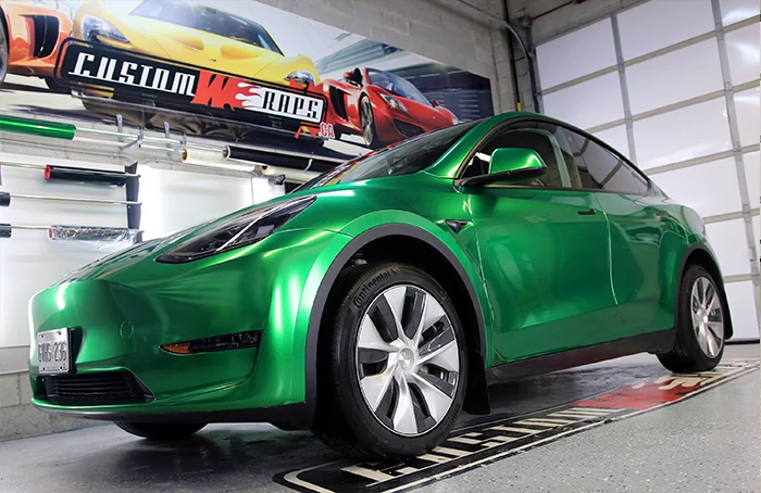 Tesla Model Y wrap Avery Radioactive Green Vinyl
